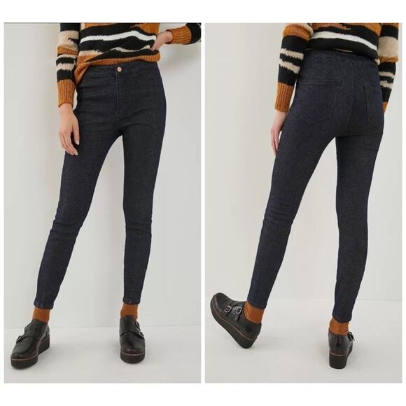 Anthropologie Pilcro High Rise Denim Legging Shimmer Shine Glitter Blue Jeans 25 - Picture 2 of 10